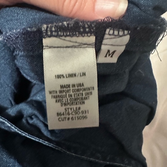 Bella Dahl Bleach Dip Navy and White Linen Wide-Leg Jumpsuit M - Picture 6 of 7